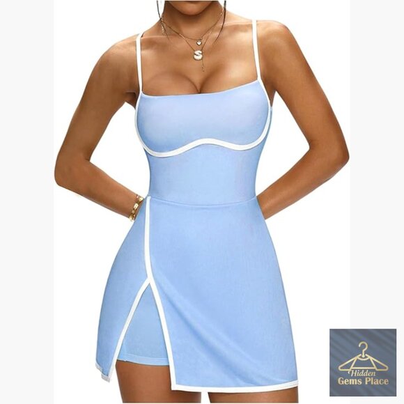 Other - Polyester Tennis Dress with Built-in Shorts Bra Adjustable Straps